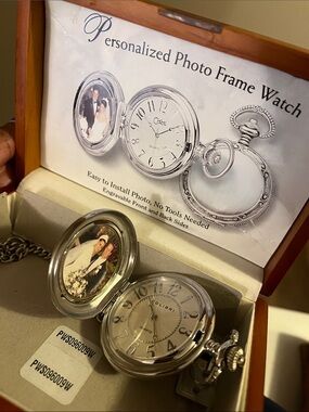 Colibri Silver Personalized Photo Frame Pocket Watch